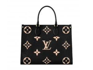 AAA Purse LV OnTheGo MM Bicolor Monogram Empreinte Black/Cream Leather